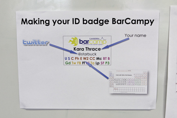 BarCampy name tags Photo of Barcampy name tags!